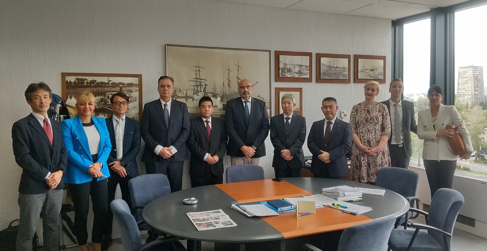 (Left: Mr. Nomura, Fourth left: Mr. Bodpivec, Center: Director General of Maritime Safety Directorate)